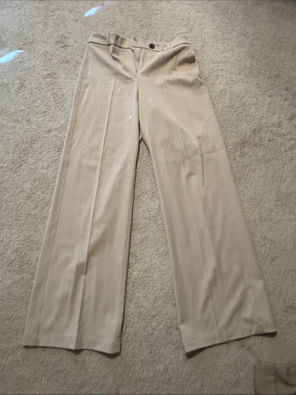 Bershka Wide-Leg Trousers in Light Beige